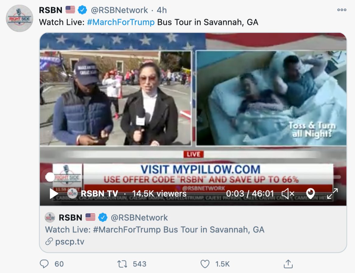 12. You are right, its artificial AF. But don't discount the effect of wall-to-wall coverage from  @rightsidenews (also a bus sponsor!)  @newsmax and  @OANN as they jockey for market share.