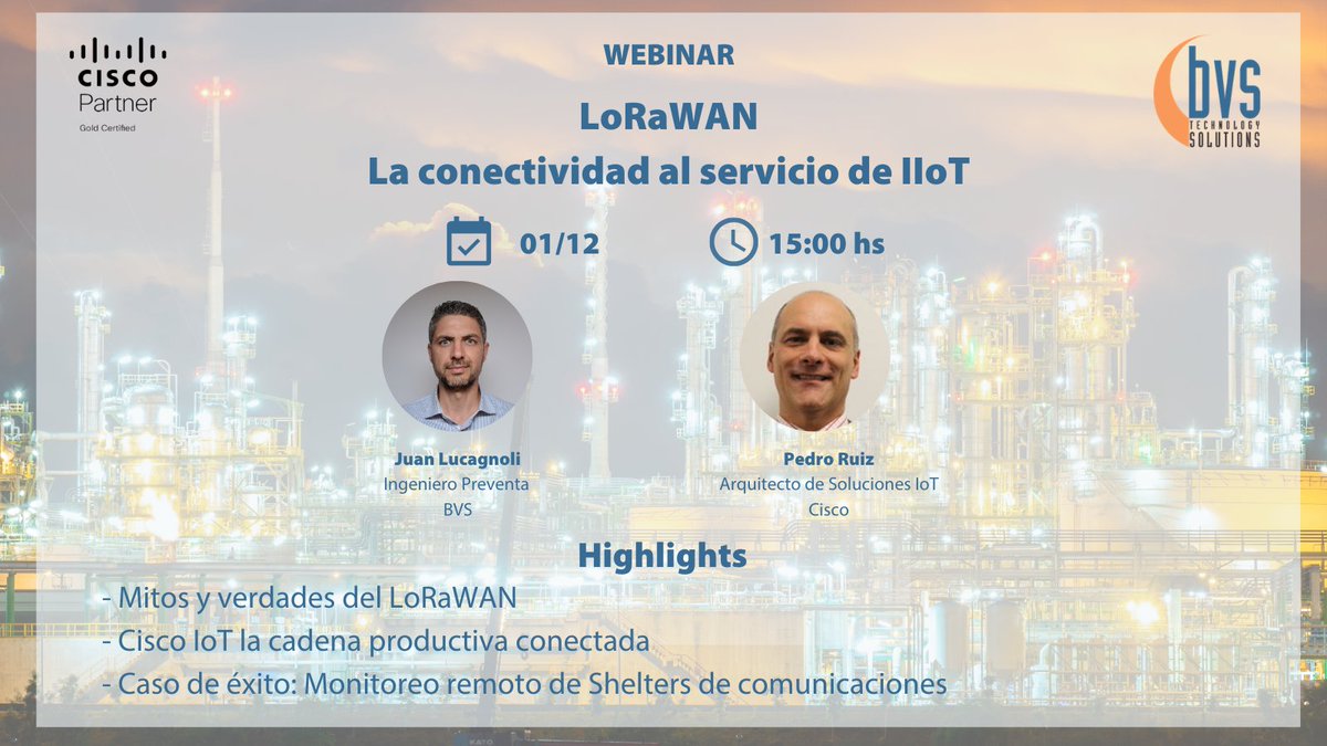 #EventosBVS Mañana: LoRaWAN, La conectividad al servicio de IIoT. Inscríbase ingresando a lnkd.in/de8NZEt

#IoT #oilandgas