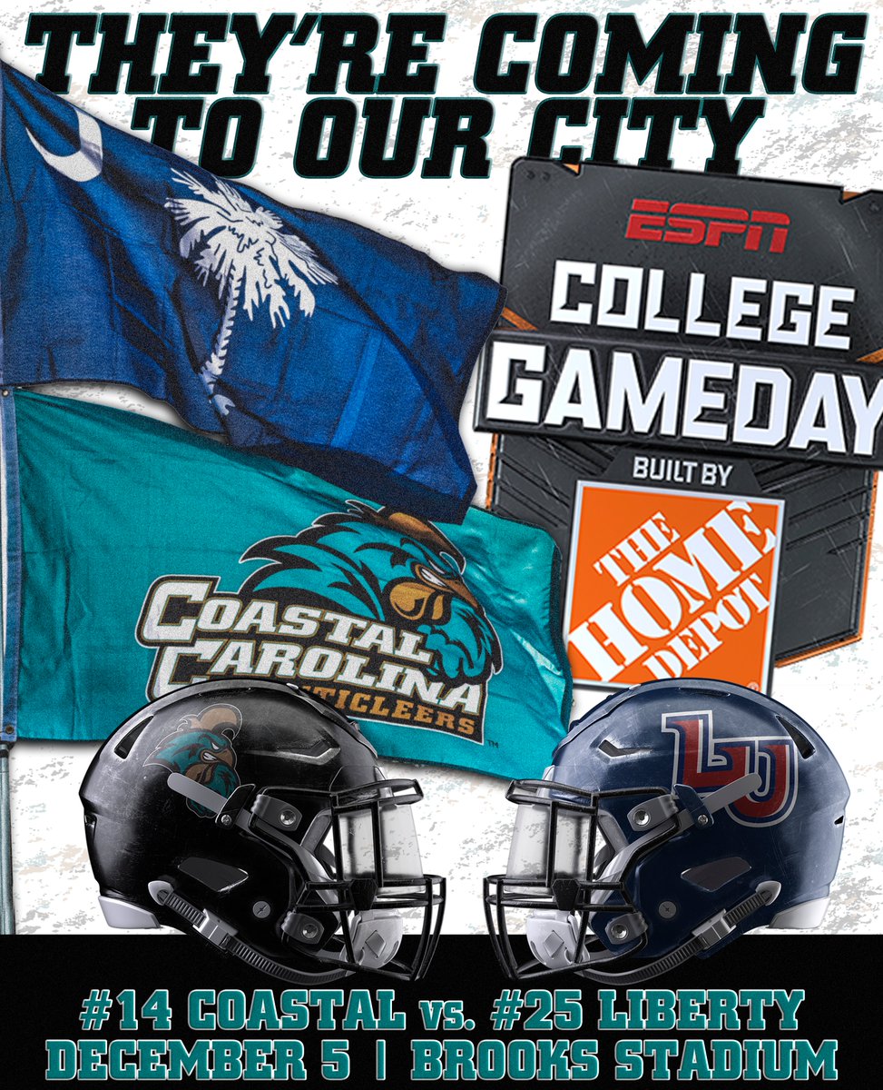 THEY'RE COMING TO CONWAY!!!

<a href="/CollegeGameDay/">College GameDay</a> is on their way to Brooks Stadium for Saturday's matchup with Liberty!!!

#BEL1EVE | #BAM | #STS | #TEALNATION