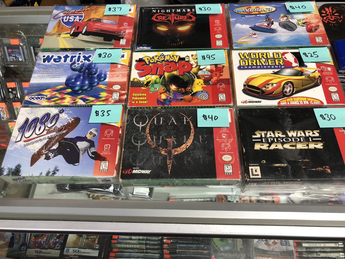 bklynvideogames's tweet photo. Sale #3. Dm me to place a order. Cross-posted on Facebook, Twitter and Instagram. Must be PayPal ready. #nintendo64 #n64 #crusinusa #nightmarecreatures #waverace64 #starwarsepisode1 #shadowoftheempire #limitedrun #watrix #pokemonsnap #worlddriver #conkersbadfurday #1080 #quake https://t.co/OGWXjISUAf
