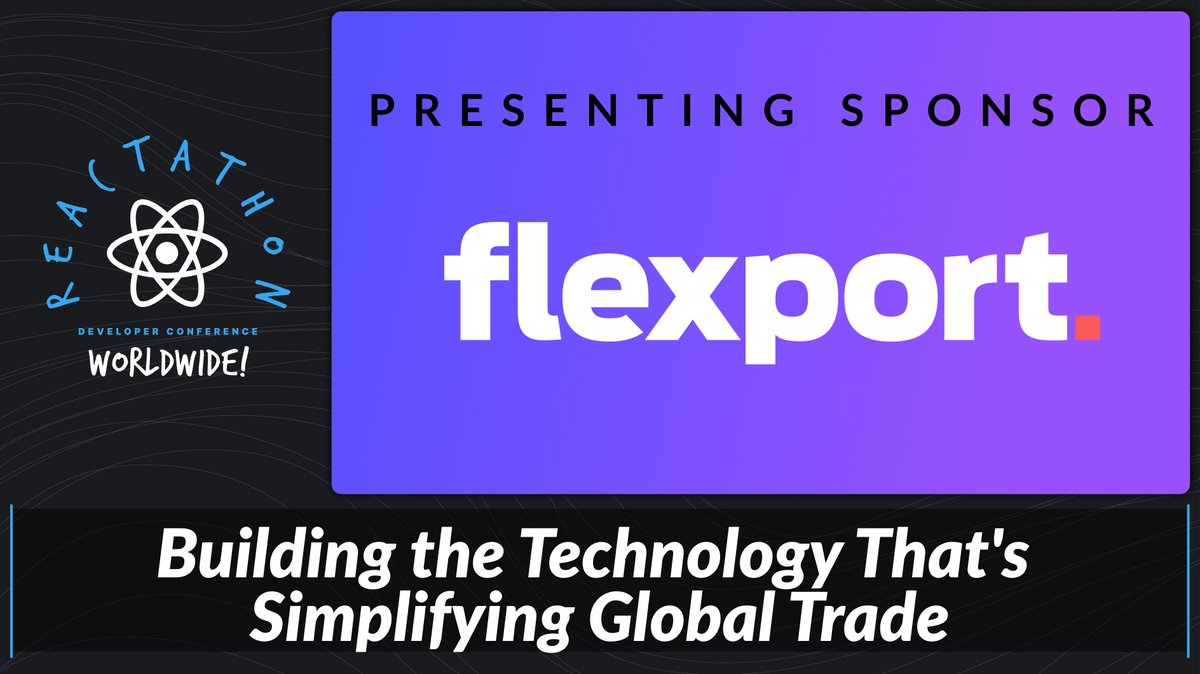 reactathon's tweet photo. We are honored to have @flexport as the presenting sponsor of Reactathon!

Come meet &amp; learn from the @FlexportEng team at their live sponsor booth, topic table sessions, &amp; workshops! We hear they're hiring, too 😉

Get your ticket today at https://t.co/CFqvhRy1DX https://t.co/Pa0dKAfOdv
