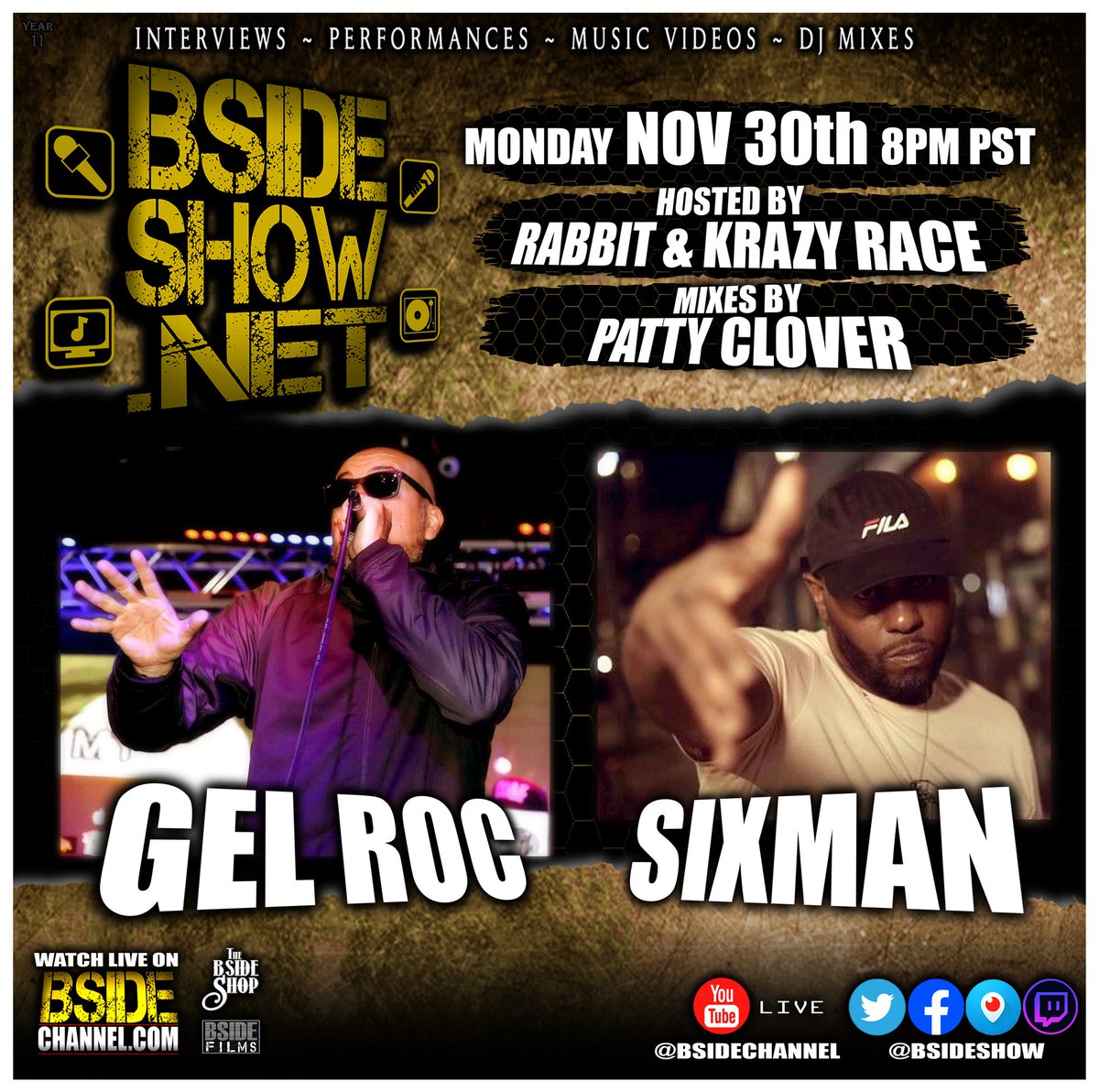 BSIDESHOW's tweet photo. Tonight! New start time of 8PM. Watch right here on our Twitter page or watch on Twitch, Facebook or Youtube! #BSideShow Kickin it off with a mix by @Pattyclover https://t.co/d9KYxw9GWz