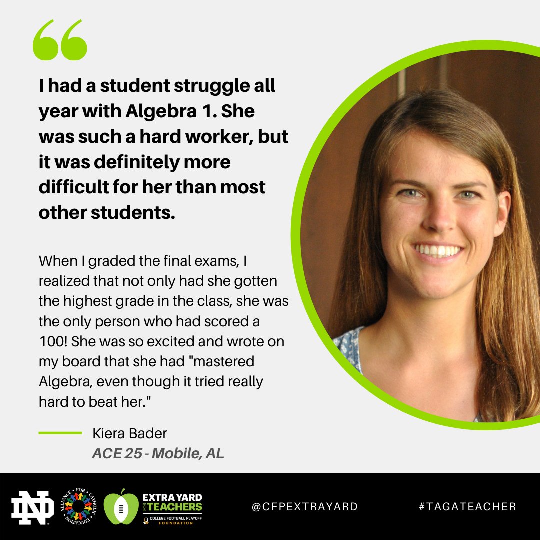 ACE at ND (@aceatnd) on Twitter photo Seeing a student triumph over challenges inspires teachers to keep going the extra mile. Congrats to Kiera and all educators who go above and beyond. #TagATeacher <a href="/CFPExtraYard/">College Football Playoff (CFP) Foundation</a> Seeing a student triumph over challenges inspires teachers to keep going the extra mile. Congrats to Kiera and all educators who go above and beyond. #TagATeacher <a href="/CFPExtraYard/">College Football Playoff (CFP) Foundation</a>