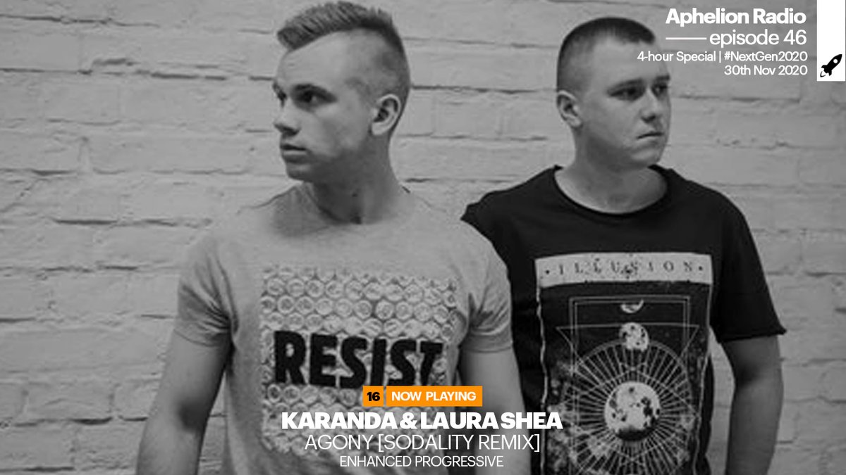 aphelionaudio's tweet photo. A second outing from Sodality now, and it's an incredible remix of an EnProg classic!

16: @karandamusic feat. Laura Shea 'Agony [@sodality_music Remix]' (@Enhanced_Music)
Watch Live on YouTube: https://t.co/Bb2AWQTYIf
#AphelionRadio #NextGen2020 https://t.co/AS03XxGynh
