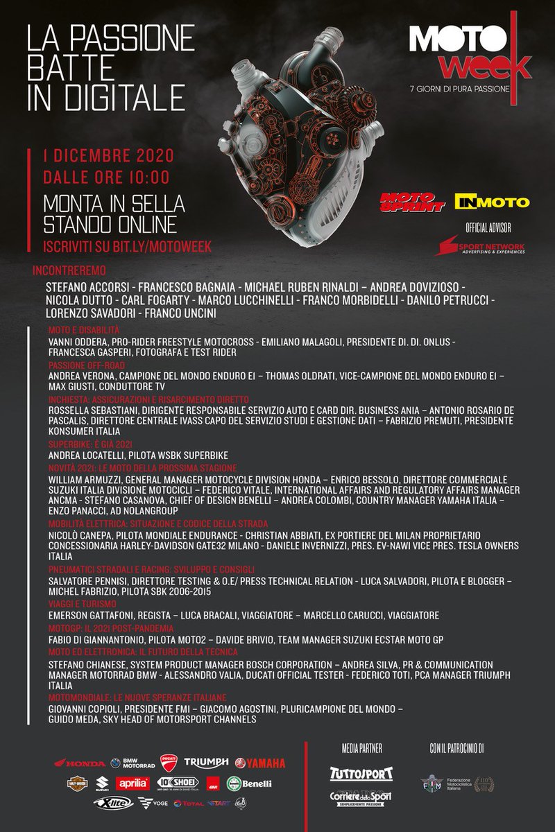 motosprint's tweet photo. 🔴 1 DICEMBRE 2020 | Start ore 10.00 | #MotoWeek
🔥 Il programma dell'evento⬇️ https://t.co/nwBIRhNifD