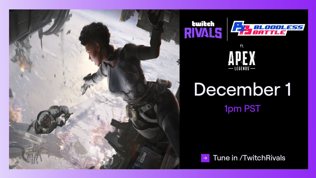 TwitchEsports's tweet photo. Catch every battle across Olympus, while gamers raise awareness about living with hemophilia.

@TwitchRivals: Bloodless Battle ft. @PlayApex

Tomorrow at 1pm PT at https://t.co/xea83i1yVm https://t.co/uB2HwjGoca