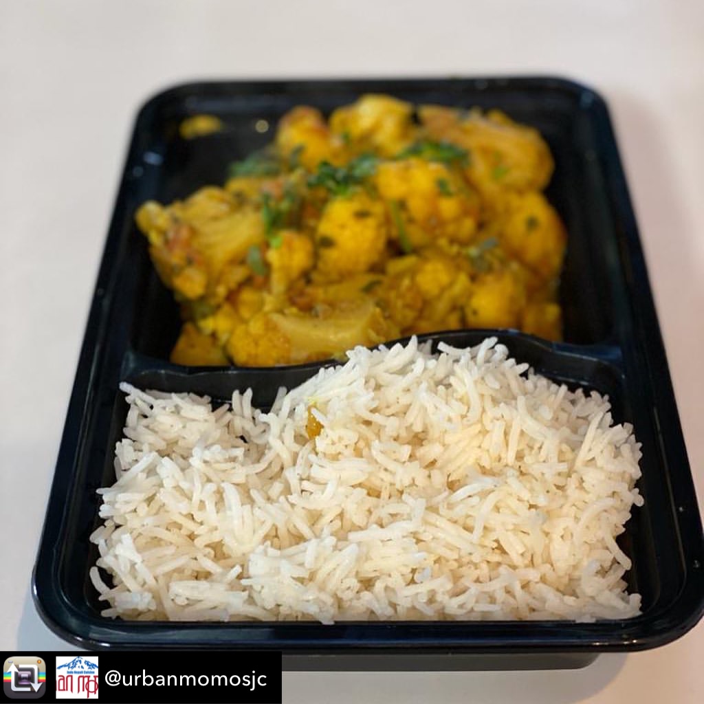 A great #MeatlessMonday option at @urbanmomosjc! #SPSMarket #UrbanMomo Repost from @urbanmomosjc - If you guys wondering if we serve vegan food, yes we do! - Aloo Gobi