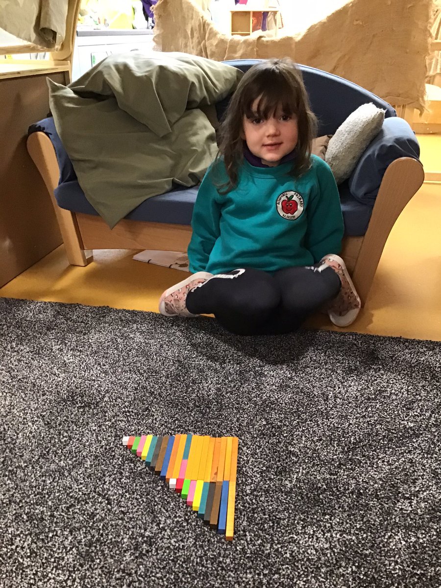 BoghallNursery's tweet photo. Exploring cuisenaire rods for the first time; look at some of the amazing patterns, shapes and staircases we made!
One of our children even managed to make a staircase up to 20, by adding rods together!
#exploringnumbers #learningthroughplay @FVWLricNumerac1 @wlelc @WLnumeracy https://t.co/3x74rIWVuP