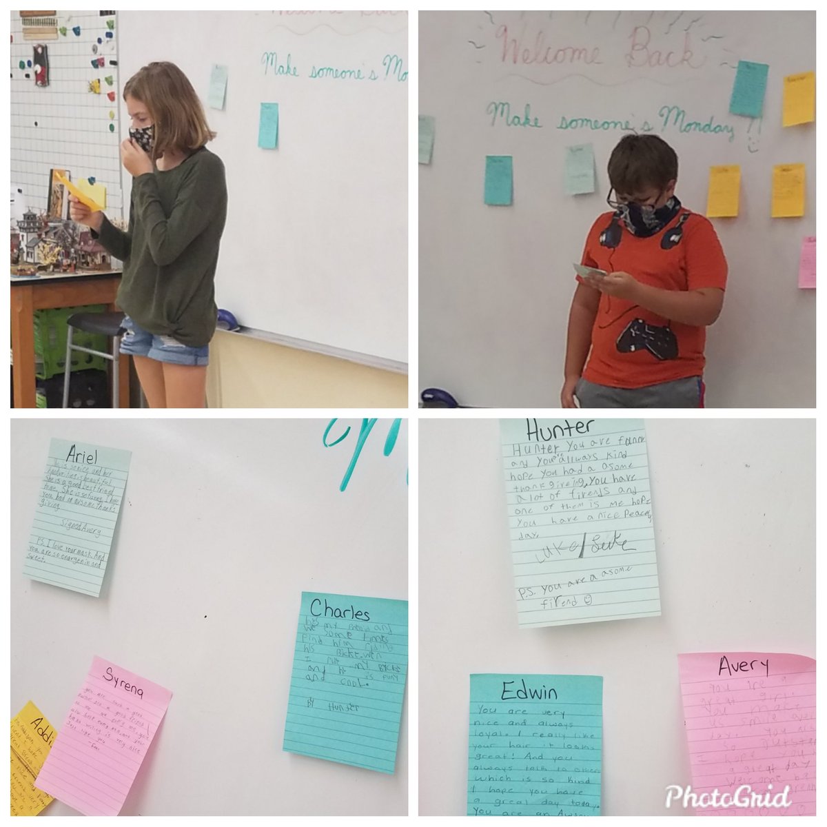 We started our morning with our weekly "Make Someone's Monday." I used larger sticky notes today and the students filled them up with kind words for their classmates. They even took turns reading them to eachother. 💙 <a href="/BSE_Bobcats/">Boyette Springs Elementary School</a> @HCPS_SEL