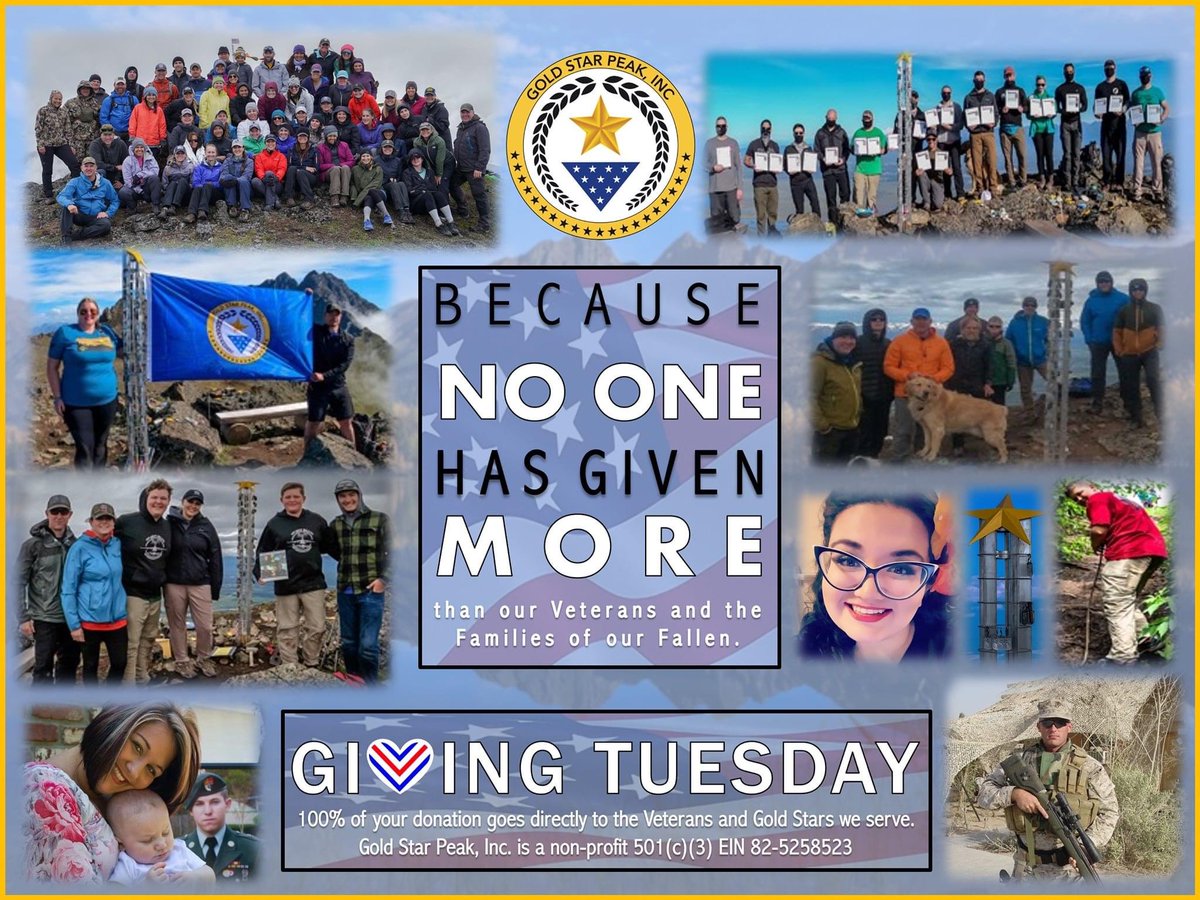 This #GivingTuesday our team is raising money for our Remembrance Scholarship Fund. We’re honored and take great pride in giving back to those that have given the most, our nation’s Veterans and the Families of our Fallen. We shall not forget! goldstarpeak.org/donate/