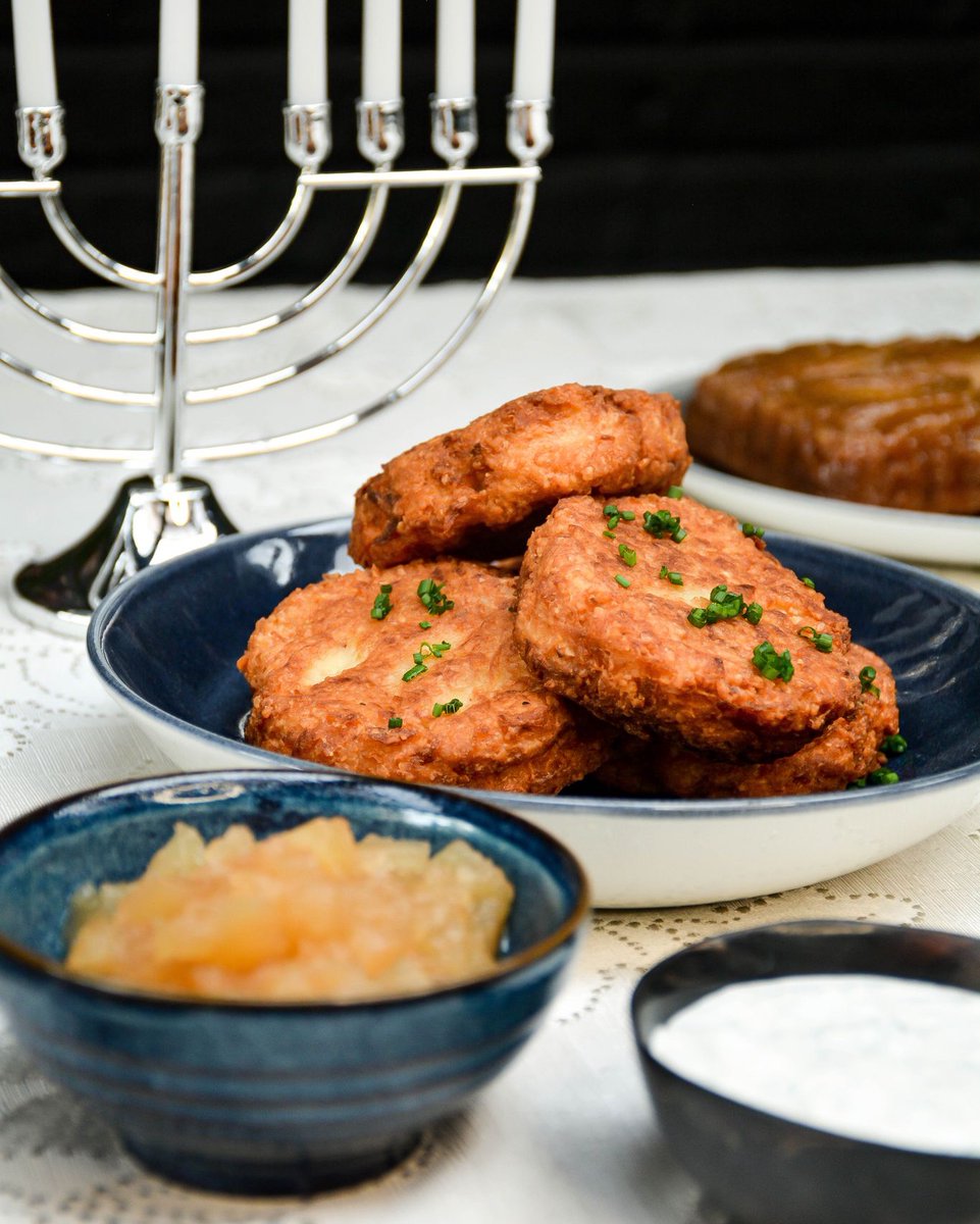 Potato Latkes with Sour Cream & Apples • Exclusivley a part of our Hanukkah at Home. Order through the link in our bio today #BokaChicago #BokaRestaurantGroup