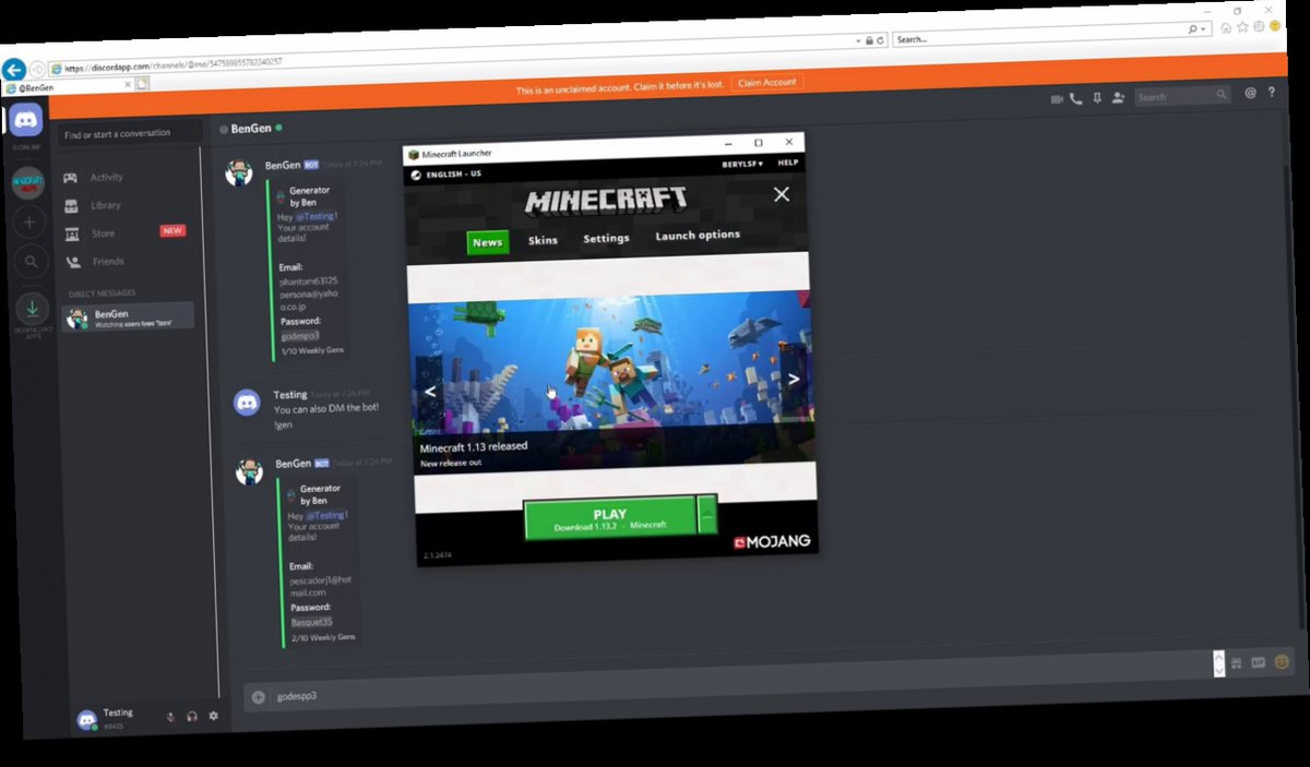 minecraft account generator xyz / Twitter