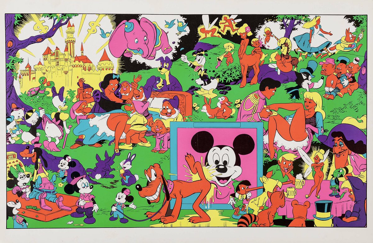 Black light poster of Wally Wood’s The Disneyland Memorial Orgy (1967), ori...