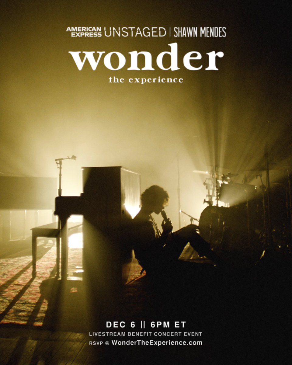 Performing some songs & telling some stories from the making of Wonder for #WONDERTHEEXPERIENCE, & proceeds will benefit the @shawnfoundation in our efforts to support youth changemakers wondertheexperience.com