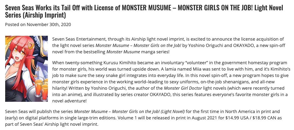 Monster Girl Doctor (Light Novel) Vol. by Origuchi, Yoshino