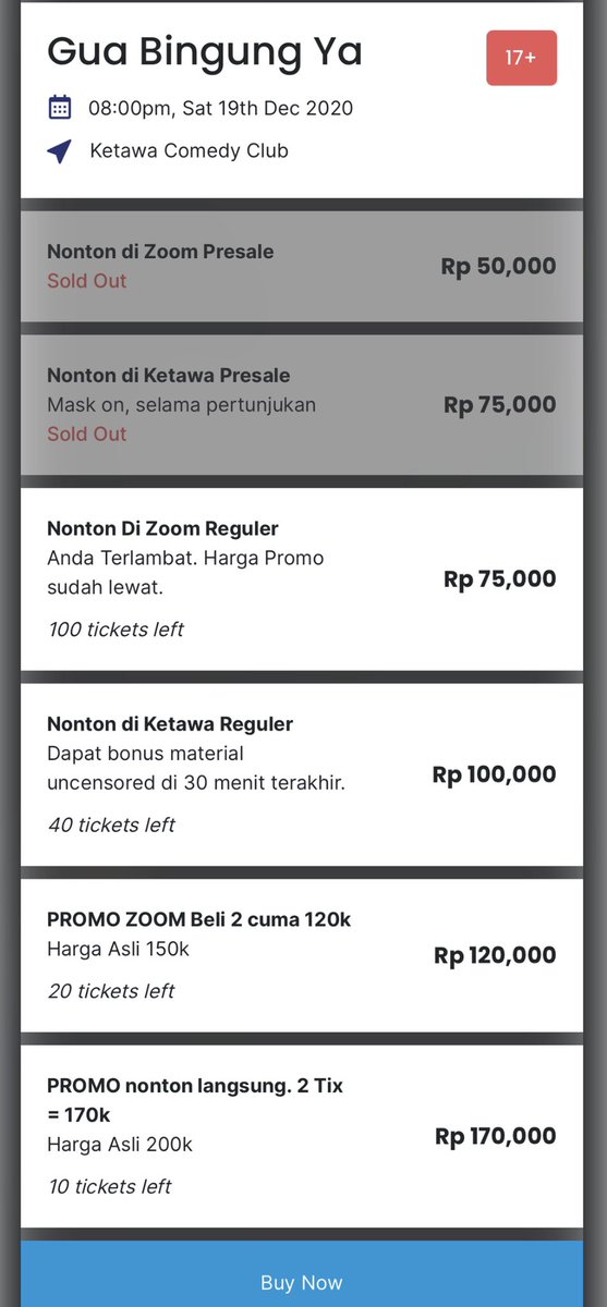 Hari ini tiket presale #GuaBingungYa sudah sold out dan mulai berlaku harga reguler. EH TAPI COBA LIAT ADA PROMO TUH! Yuk beli yuuuk, tenang aja masih banyaaak haha. Langsung beli di megatix.co.id/events/gua-bin… ya pliiiss tulung dibantu ya 🙏🏿🙏🏿🙏🏿