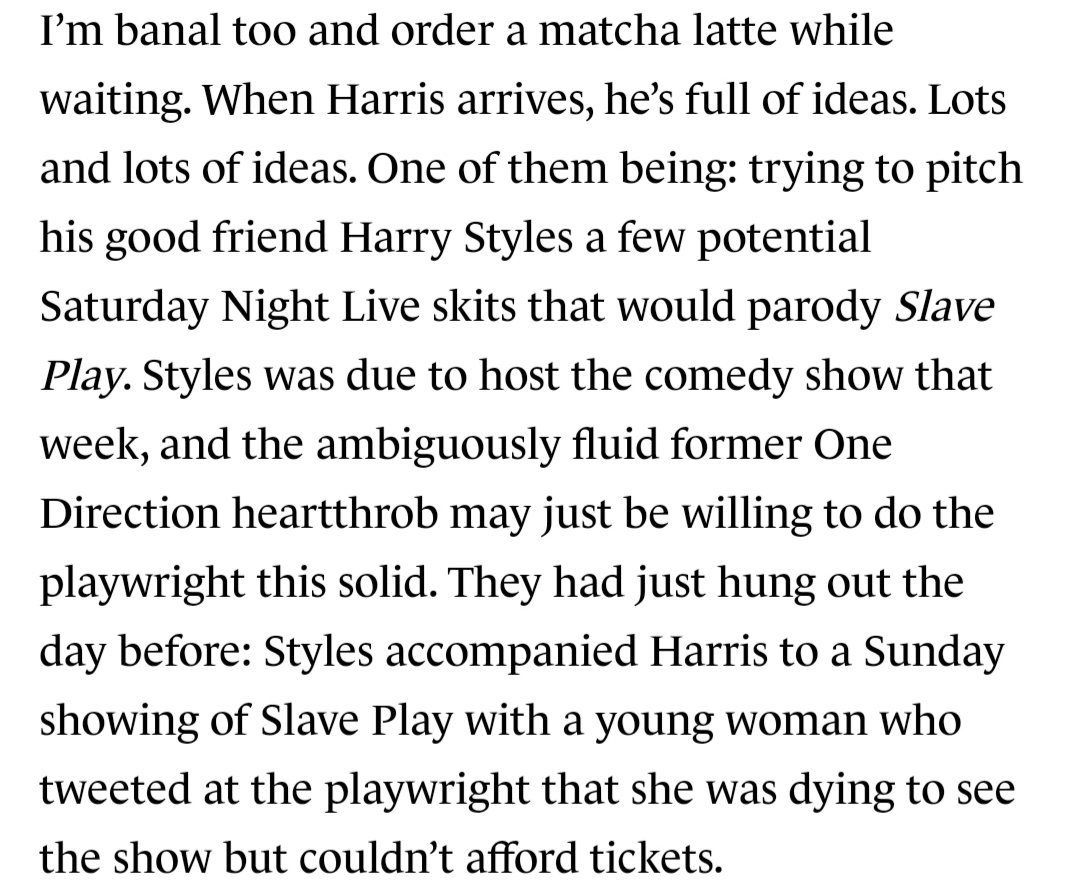 Jeremy O Harris Article talking about him texting Harry about his SNL participation.