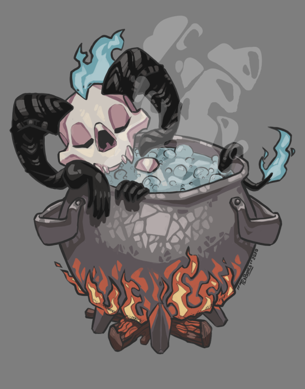 TeaBonesArt's tweet photo. Ahhh just right~! (Inspired by my husband constantly saying I bathe in boiling water) #teabones #aprilduran #tbart #Clipstudio #skelesona #monstersona #skeleton #horns #flames #cauldron #digitalpainting #digitalart #Ilikehotshowers #whatarenerveendings https://t.co/20Ac54ahaL