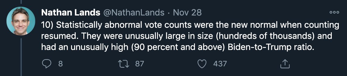 Of all the dumb claims in dumb threads like these, there's always some point at which the dumbass discovers that Democrats win high-population urban counties by big margins but chalks it up to "statistical abnormalities" rather than "Philadelphia reported its votes". https://t.co/xYrZou1NA8