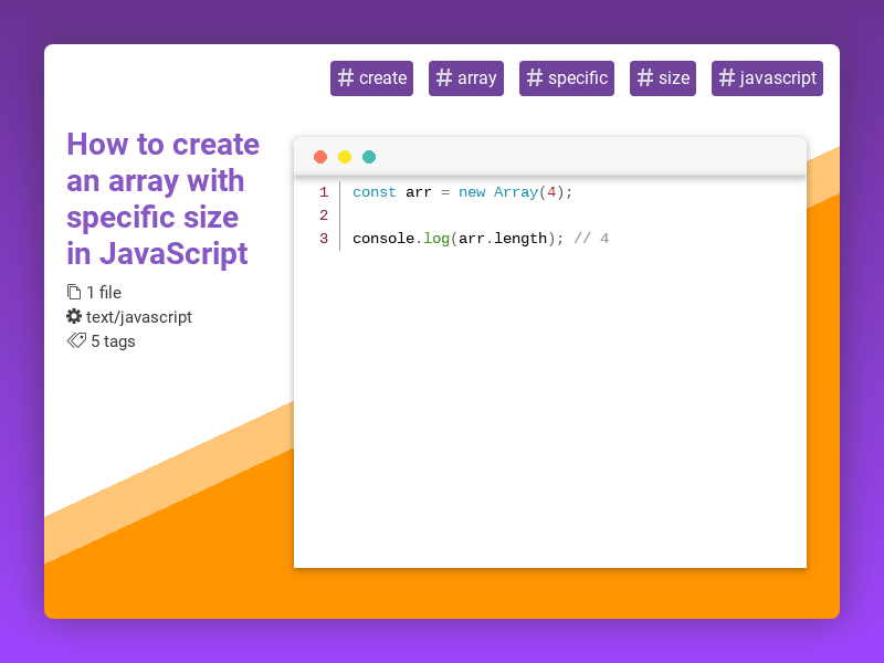 CodeRatings's tweet image. How to create an array with specific size in JavaScript #create #array #specific #size #javascript #coderatings coderatings.io/snippet/751