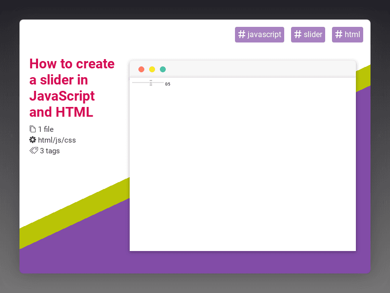 CodeRatings's tweet image. How to create a slider in JavaScript and HTML #javascript #slider #html #coderatings coderatings.io/snippet/748