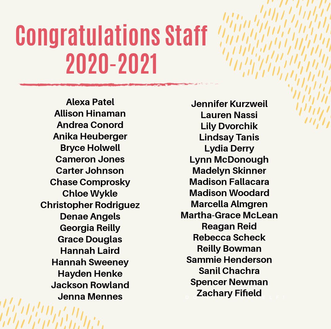 Congratulations to our 2020-2021 Staff Members! We are so excited for you to join our team. Get ready to inspire, create, and imagine a brighter tomorrow!🤩🌟 #PM21 #DreamBigPM