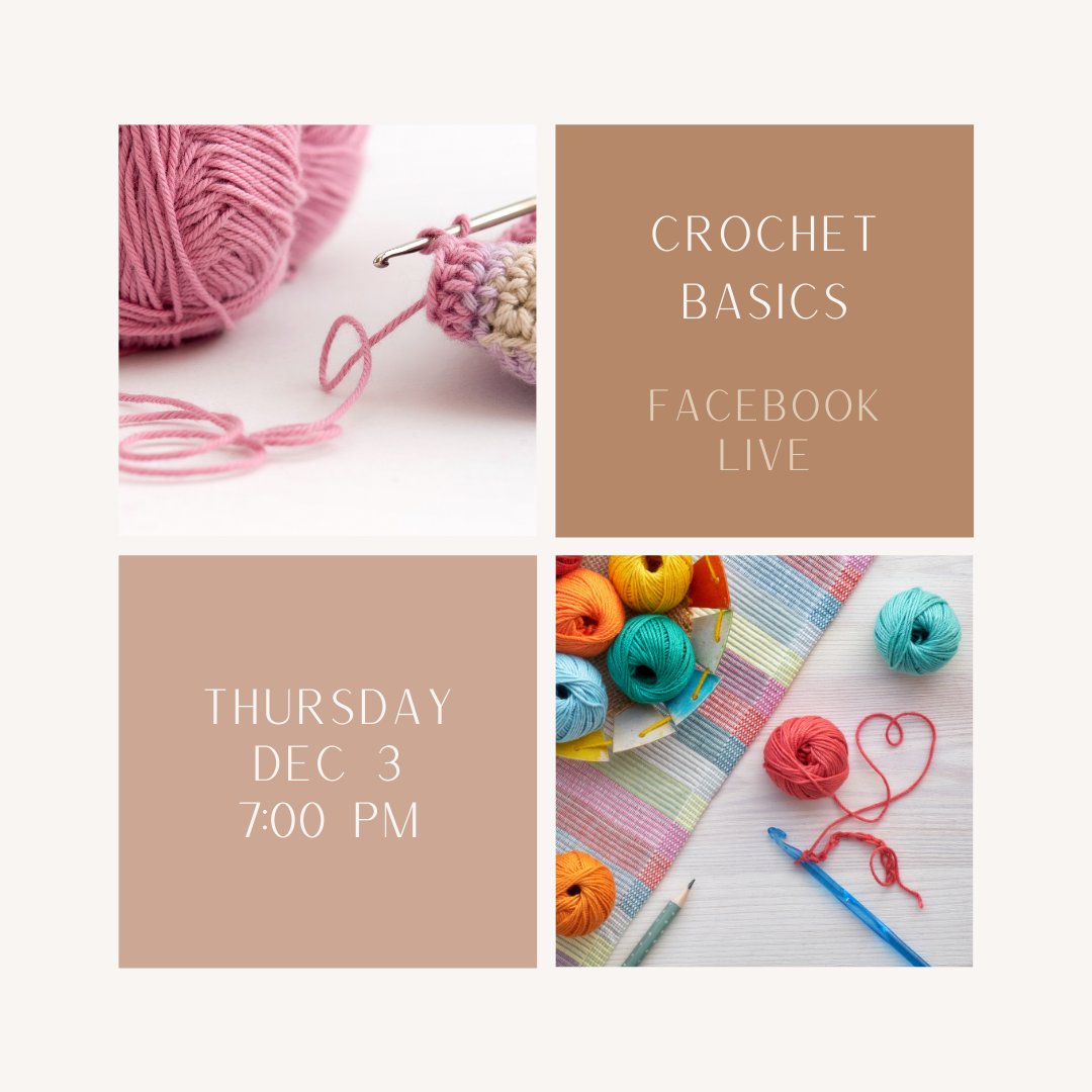 BirchardLibrary's tweet image. Grab some yarn and a hook and get started with this beginner crochet class. This time we&apos;ll focus on the half-double crochet stitch. 
#CrochetBasics  #TheHobbyThatKeepsYouWarm  #SoManyPrettyYarns