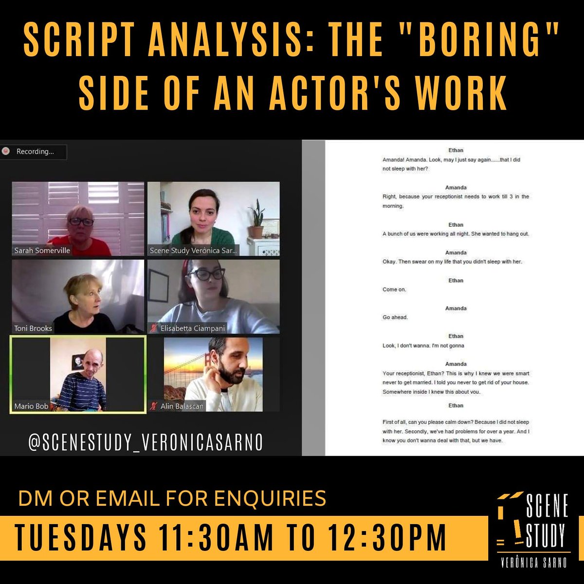scenestudy_vs's tweet image. 🗓 TODAY AT 11:30am

At @danieldresnercoaching group!

📧scenestudyveronicasarno@gmail.com
.
#scriptanalysis #textualanalysis #textanalysis #actors #professionalactor #coachingactors #dramastudents #dramagraduates #script #workingwiththescript #scenestudy_VS