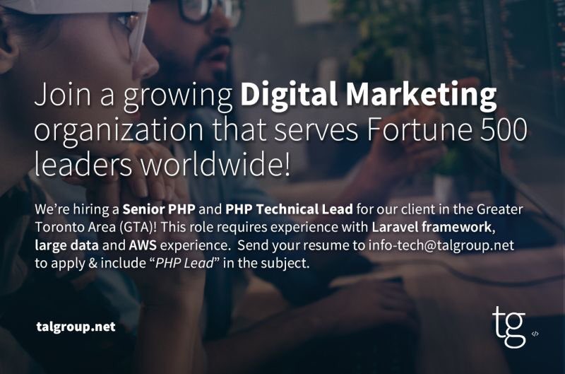 NavabN's tweet image. @TALGroup is hiring! #phplead #seniorphp #toronto #gtajobs