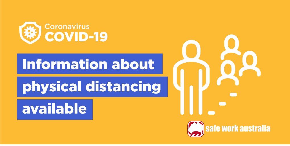 Physical distancing can minimise the risk of exposure to COVID-19. 
For guidance on how to ensure physical distancing is implemented in the workplace, see our website. safeworkaustralia.gov.au/covid-19-infor…