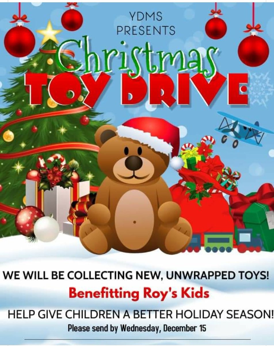 YDMS_Spartans's tweet photo. Please help us give children a better holiday season by donating new, unwrapped toys! People need help this year, more than any other! #SpartansDoGood 💛🖤💛 https://t.co/sAJM1QfROM