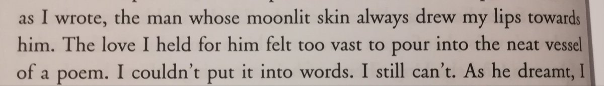 My favourite snippets so far. The story of a lifetime admitted in a line. The hint of the title is teased beautifully, haunting us, testing our commitment to the text.
