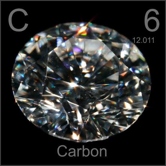 The hardest element in one of its allotropic forms: carbon