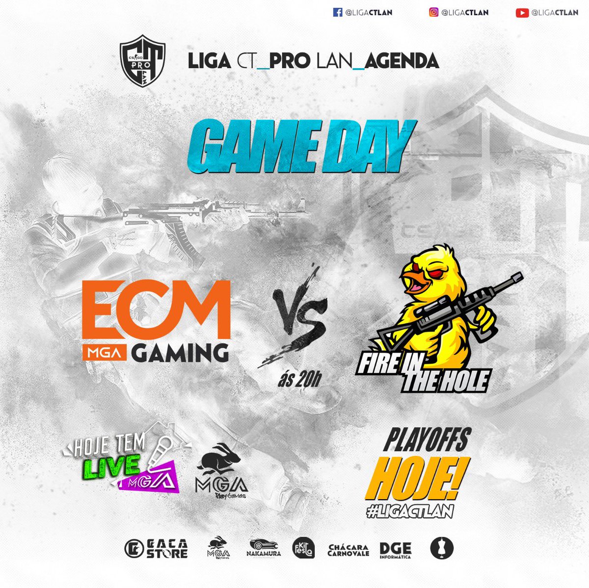 ligactlan's tweet photo. Salve galera! Hoje tem disputa do 3 lugar, a ECM irá enfrentar a FIRE IN THE HOLE às 20h na live da MGA PLAY GAME, não percam esse jogão. Boa sorte a todos!

Live: @mgaplay
Narrador: @kadu_zera https://t.co/X4lDOQ1nxi