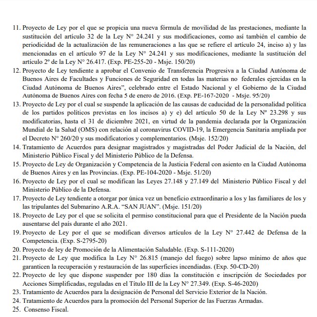 El Gobierno extendió las sesiones ordinarias hasta el 11 de diciembre y convocó extraordinarias desde el 12