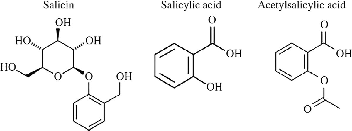 Then, in 1838, an Sicilian chemist named Raffaele Piria (1814–1865) produced a stronger compound from the willow bark crystals. He called it "salicylic acid". (Salicylic acid and salicin image: Desborough & Keeling, BrJHaem 2017)/9