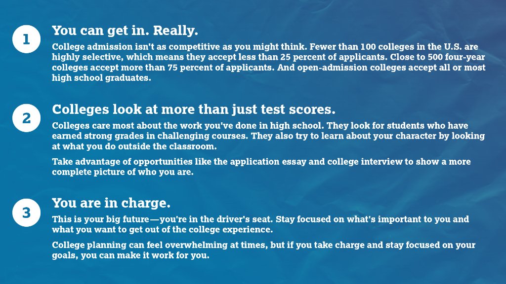 CollegeBoard's tweet image. These are important reminders for seniors working on their college applications!