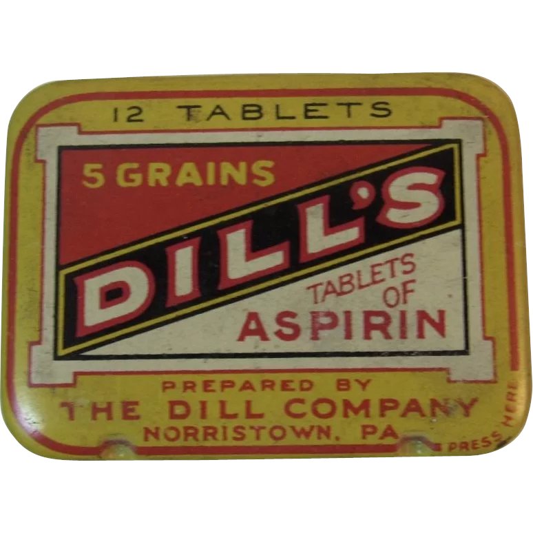 So, since aspirin dose was 5 grains (see vintage tins - the patent was gone by the time these were made), and each grain was ~64.8 mg, the 5 grain dose was 324 mg – rounded to 325 mg. “Baby” aspirin – 1.25 grains – was 81 mg. And that’s where the weird 81 mg comes from./26