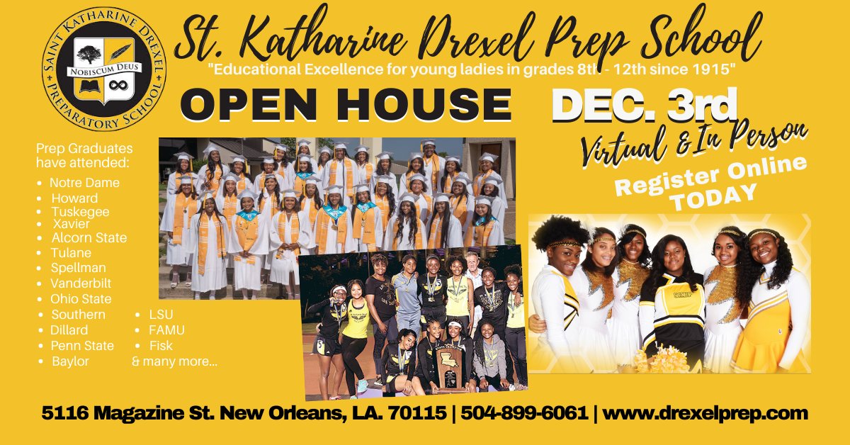 DrexelPrep_NOLA's tweet photo. It's Cyber Monday and almost iGiveCatholic Day on #GivingTuesday, will you invest in a Prep student - https://t.co/SBV5hOHnIM If you believe in the mission of St. Katharine Drexel then you should invest TODAY! https://t.co/Ki8MINALYL #forevertheprep #since1915 #supportthehive https://t.co/IFUOsNHK64