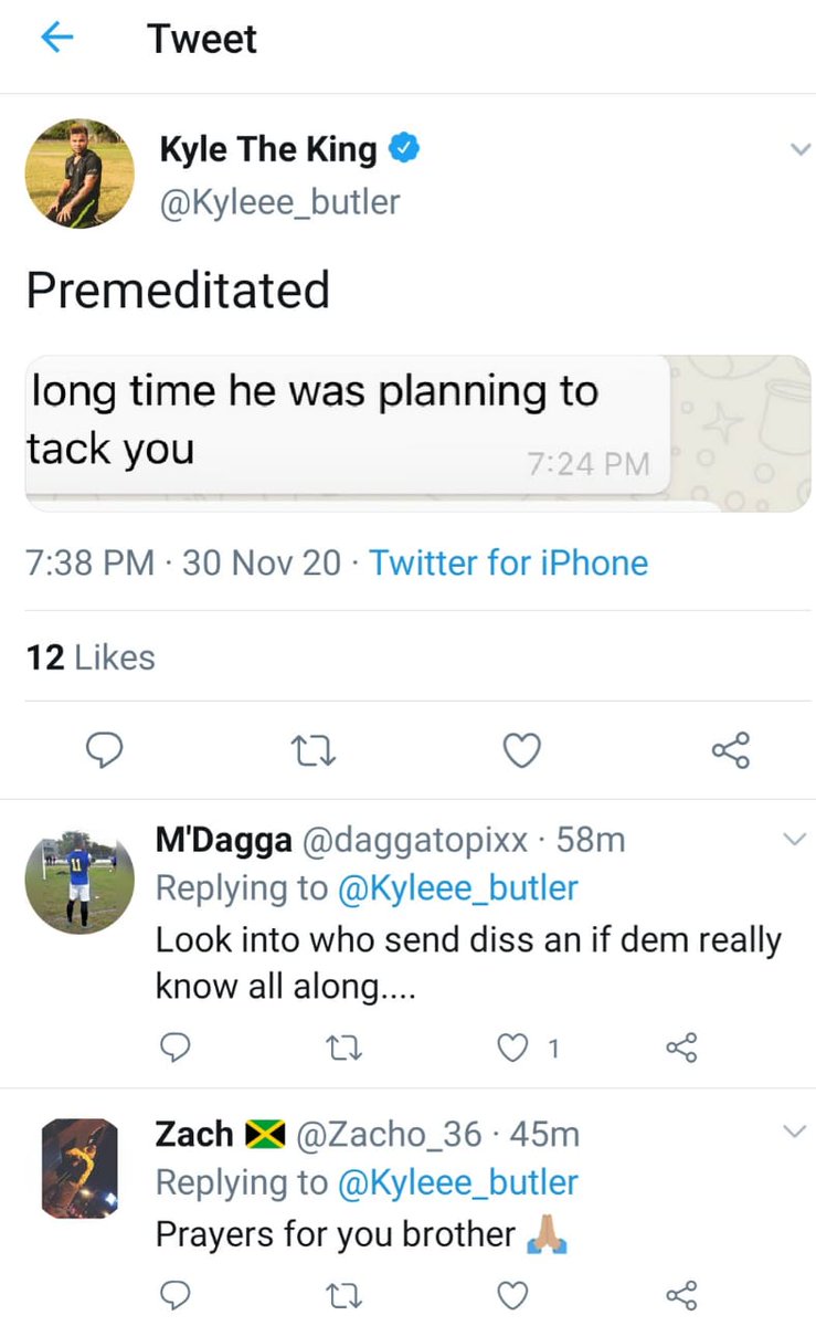 NationwideRadio's tweet photo. Well known JA men's Under 23 footballer #KyleButler says he was stabbed at a training session at the Mona High in St. Andrew, today.
Butler also alleged that he's been physically attacked before by a man who he did not identify.
The footballer says he's fed up with the abuse. https://t.co/BXMloHNr9r