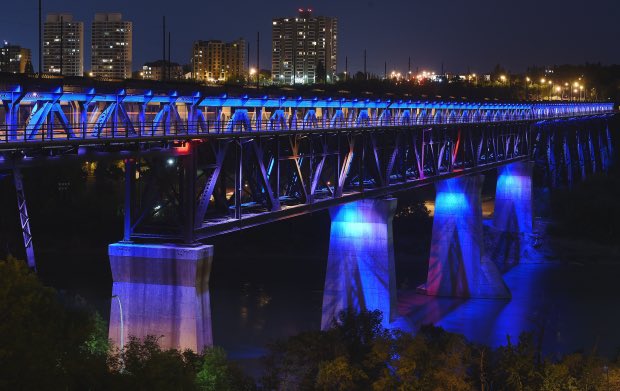 The #HighLevelBridge in #Edmonton #Alberta will be lit in blue for Stomach Cancer Awareness Day. mygutfeeling.ca #StomachCancer #StomachCancerAwareness #Support4Tummies #PowerOfPeriwinkle @mygutfeelingca #Yeg #LightTheBridge⤴️