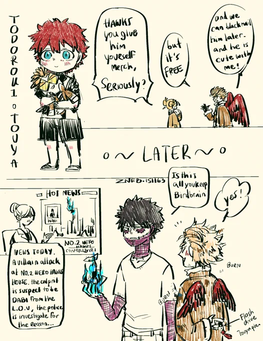 Hotwings pair comic 
#dabi #hawks #todorokitouya 