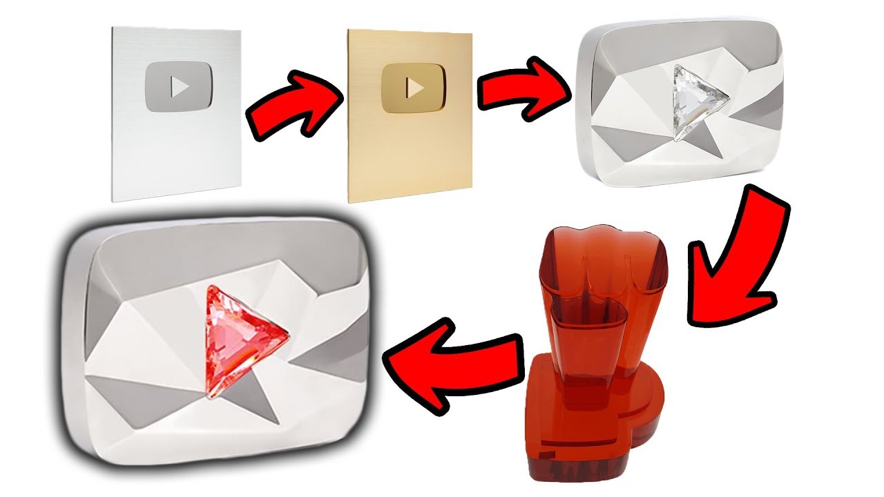 YouTube Diamond PLAY Button ダイヤモンド 盾