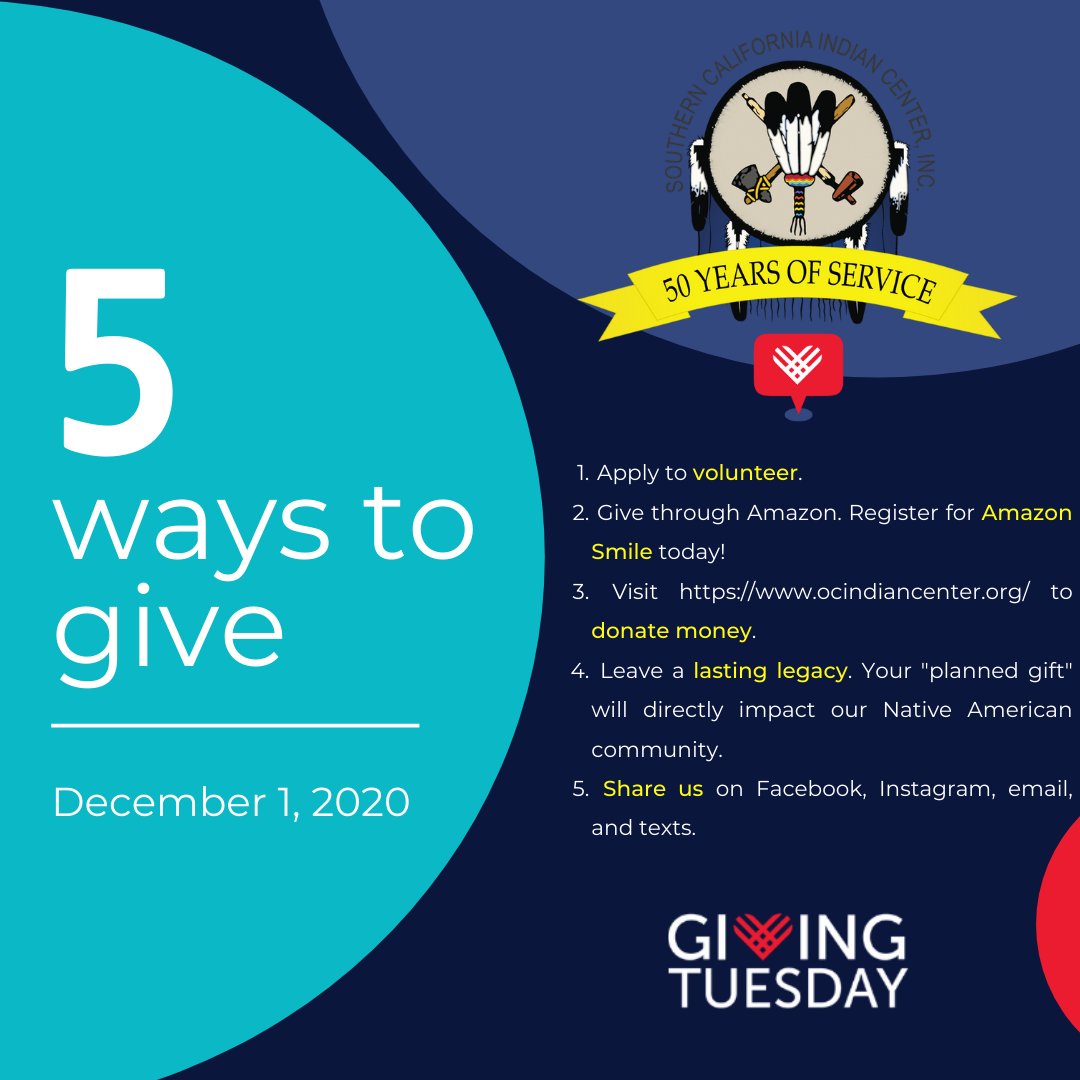 On Dec. 1 support the Indian Center on #GivingTuesday.  Make a difference in our community by partnering with us to lend a helping hand to those in need.  ocindiancenter.org