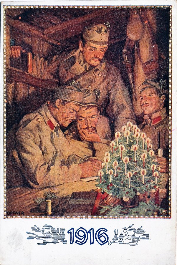 01 December: "Weihnachten im Felde" (Christmas in the Field) - An Austro-Hungarian Christmas-card from 1916.
