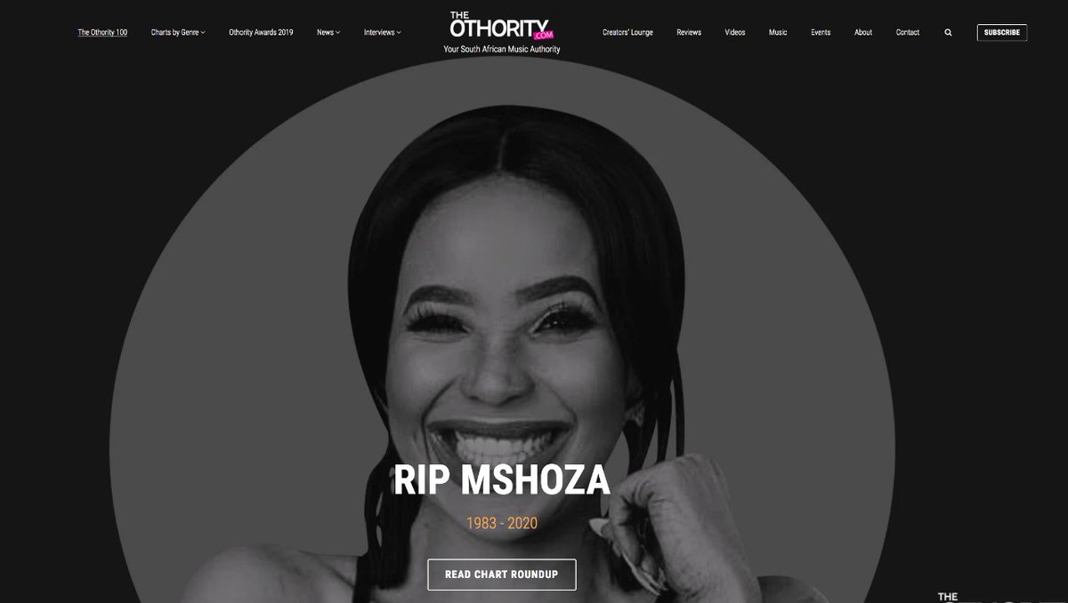 THIS WEEK: We bid farewell to an icon, we have Mshoza on our homepage. #RIPMshoza

Read up on all the chart activities: theothority.com/news