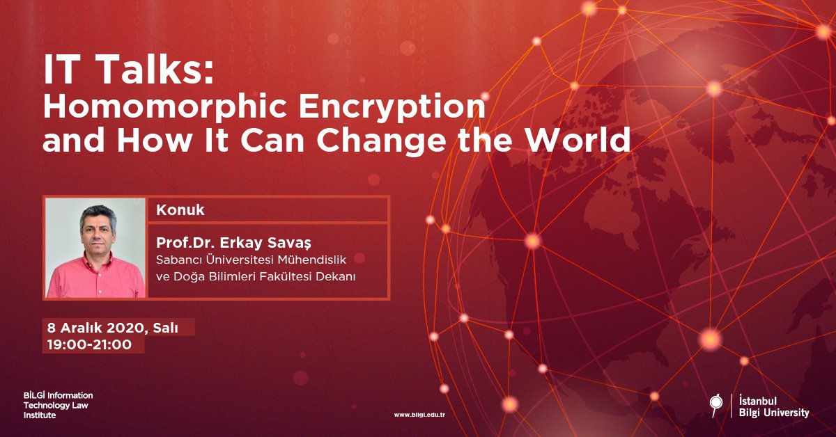 Homomorphic encryption is one of the good example of privacy preserving tools. Join @Bilgi_ITLaw Institute's IT Talks on December 8th to discover potential inputs on data privacy. To register👉bit.ly/3mrlVzf
