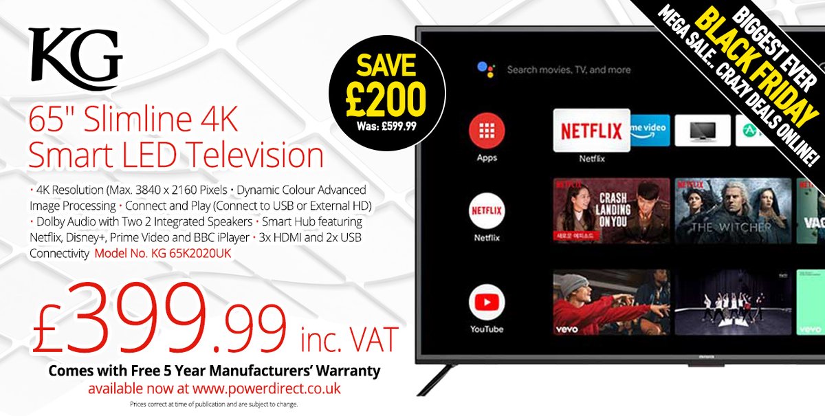 #BlackFriday #Sale #BestSeller... 65' UltraHD 4K Television for less than £400 with #Free 5 Year Warranty... bit.ly/3eAktaK