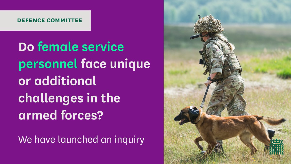  Inquiry launch: Women in the Armed Forces We have today launched our new inquiry into Women in the Armed Forces, looking at women's experiences in our military, from recruitment to civilian life.  More information:  https://committees.parliament.uk/committee/24/defence-committee/news/136800/defence-committee-launch-inquiry-on-women-in-the-armed-forces/