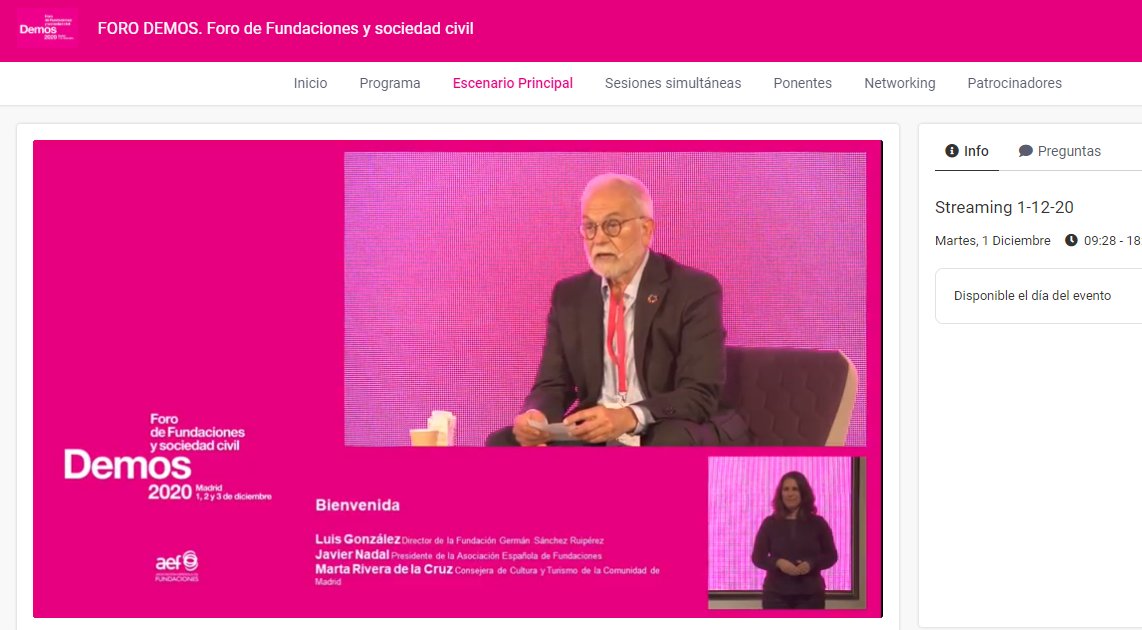 germina's tweet image. De nuevo nos vemos, esta vez online, en el Foro #Demos2020 de @AEF_fundaciones &quot;Este año, dónde ha habido un problema, ahí estaban muchas fundaciones dando respuesta&quot; Empezamos!